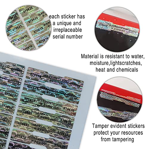 TLK&FBB 540 Tamper Proof Hologram Stickers High Security Tamper Evident Seal Warranty Void Dogbone Original Genuine Authentic Holographic Labels w/Unique Sequential Serial Numbering 2x0.4 (Silver Honeycomb) - Image 2