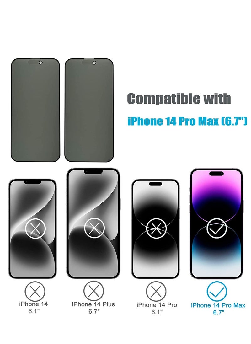 [2 Pack] Compatible with iPhone 14 Pro Max Matte Privacy Screen Protector, Anti-Glare Anti-Spy Scratch Resistant Tempered Glass Film 6.7", Smooth Feel, Anti-Fingerprints, Full Coverage