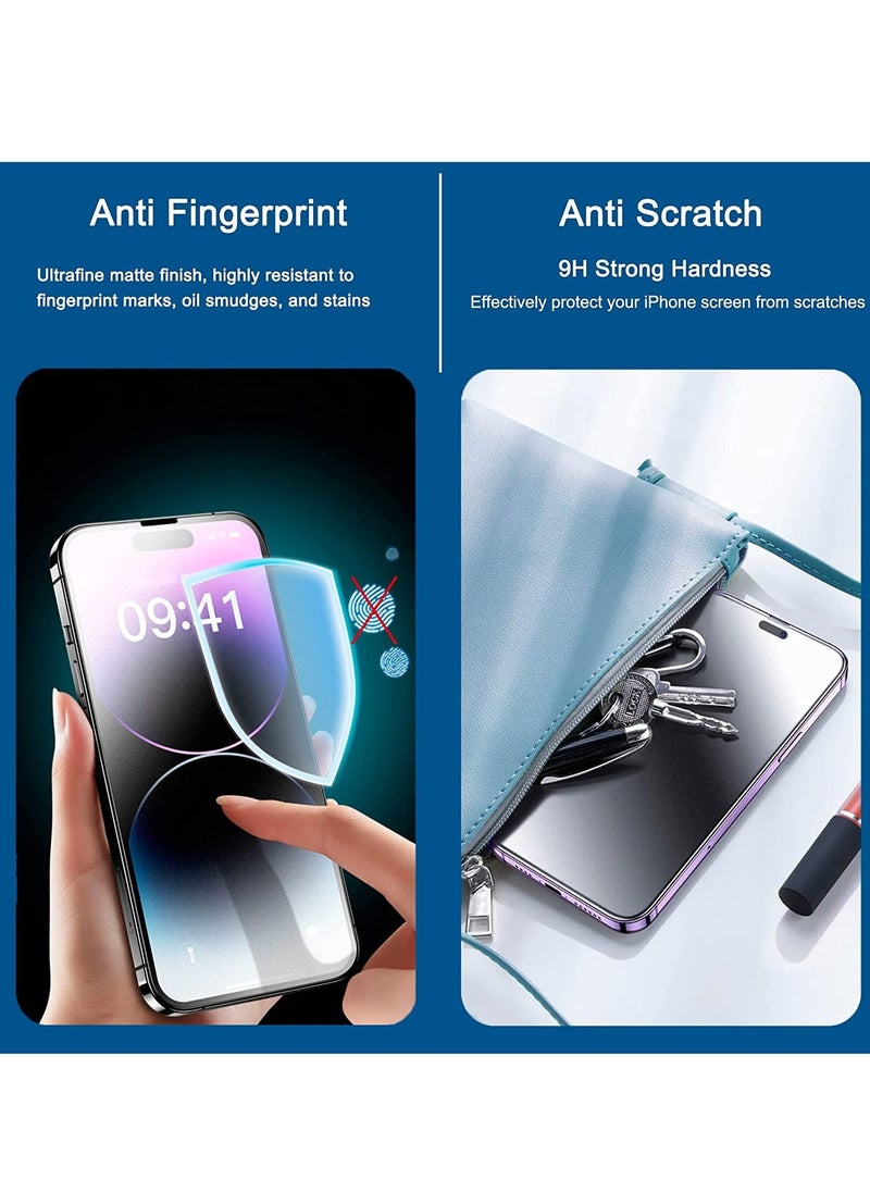 [2 Pack] Compatible with iPhone 14 Pro Max Matte Privacy Screen Protector, Anti-Glare Anti-Spy Scratch Resistant Tempered Glass Film 6.7", Smooth Feel, Anti-Fingerprints, Full Coverage