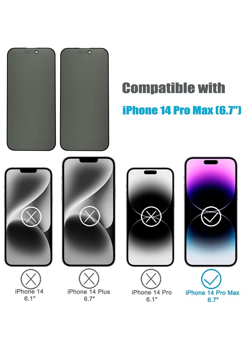 [2 Pack] Compatible with iPhone 14 Pro Max Matte Privacy Screen Protector, Anti-Glare Anti-Spy Scratch Resistant Tempered Glass Film 6.7", Smooth Feel, Anti-Fingerprints, Full Coverage