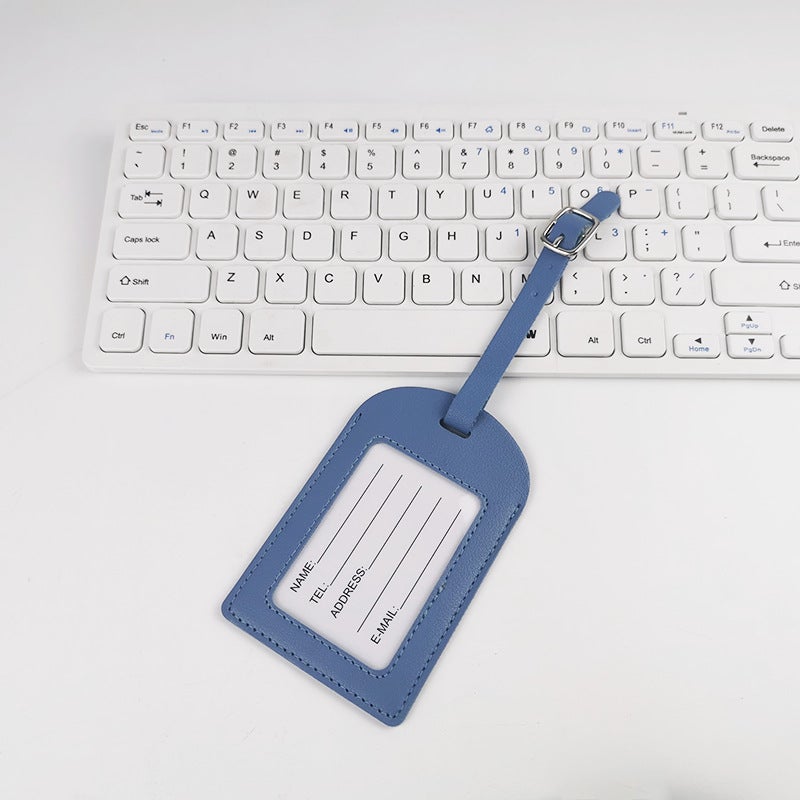 Multicolor PU Leather Luggage Tag with StrapFrame car line without flip haze blue Frame car line without flip haze blue