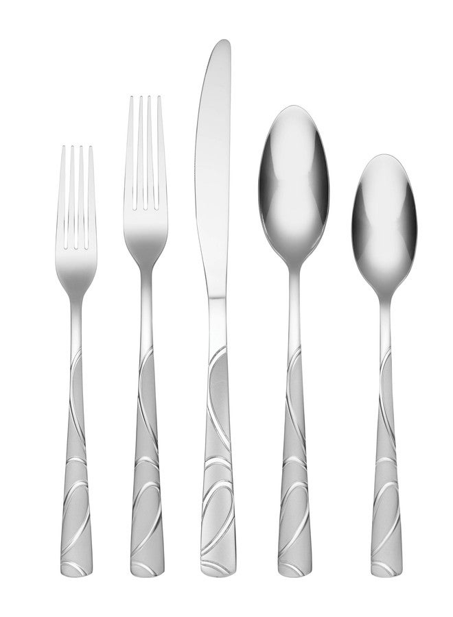 Cambridge Silverware Set, Sasha Sand 20-Piece Flatware Set, Service For 4, 18/0 Stainless Steel, Dishwasher Safe, Flatware Cutlery Sets, Utensils, Knives Spoons and Forks, Kitchen (Silver, 20 Pieces) - Image 1