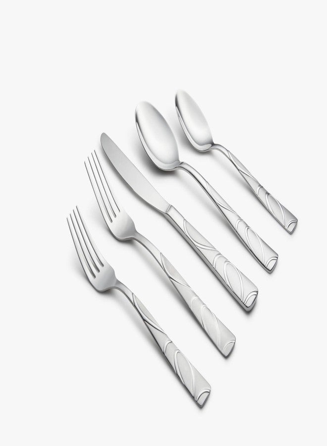 Cambridge Silverware Set, Sasha Sand 20-Piece Flatware Set, Service For 4, 18/0 Stainless Steel, Dishwasher Safe, Flatware Cutlery Sets, Utensils, Knives Spoons and Forks, Kitchen (Silver, 20 Pieces) - Image 3