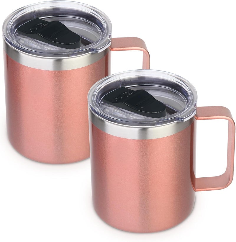 Volhoply Insulated Coffee Mug 14 oz Stainless Steel Insulated Coffee Mug with Lid - Double Wall Vacuum Travel Coffee Mug with Handle, Reusable Mug Keep Warm - Image 1