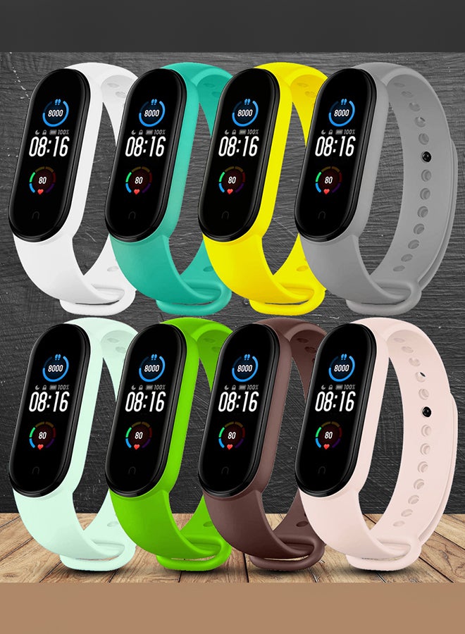 CATANES 8 Packs Xiaomi Band 5/6 Soft Silicone Strap Waterproof Replacement Wristband Strap Fashion Accessory Compatible for Xiaomi Smart Mi Band 5/Mi Band 6 Multicolour  - Image 2