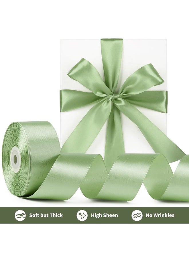 Mauproy 1-1/2 Inch Wide Sage Green Satin Ribbon, 50 Yards Solid Polyester Fabric Ribbon for Roses Making, Gift Wrapping, Graduation, Wedding Decorations, Crafts, Bows - Image 3