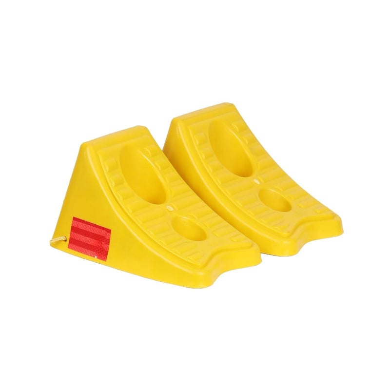 CREWBOLT Wheel Chock, PVC Yellow, Pack of 2 with Nylon Rope, Wheel Stopper, Movable, Prevents Vehicles from Rolling, 1.5 KG, 285L x 200W x 175H mm - Image 3