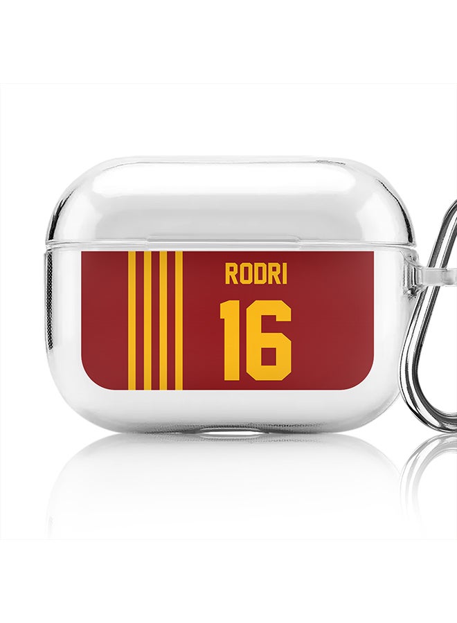Stylizedd Classic Clear printed Case for Apple AirPods Pro 2nd Generation Thin Transparent Cover [Designed for Apple AirPods Pro 2nd Generation] - Football Team - Spain , Player Name - Rodri - Image 1