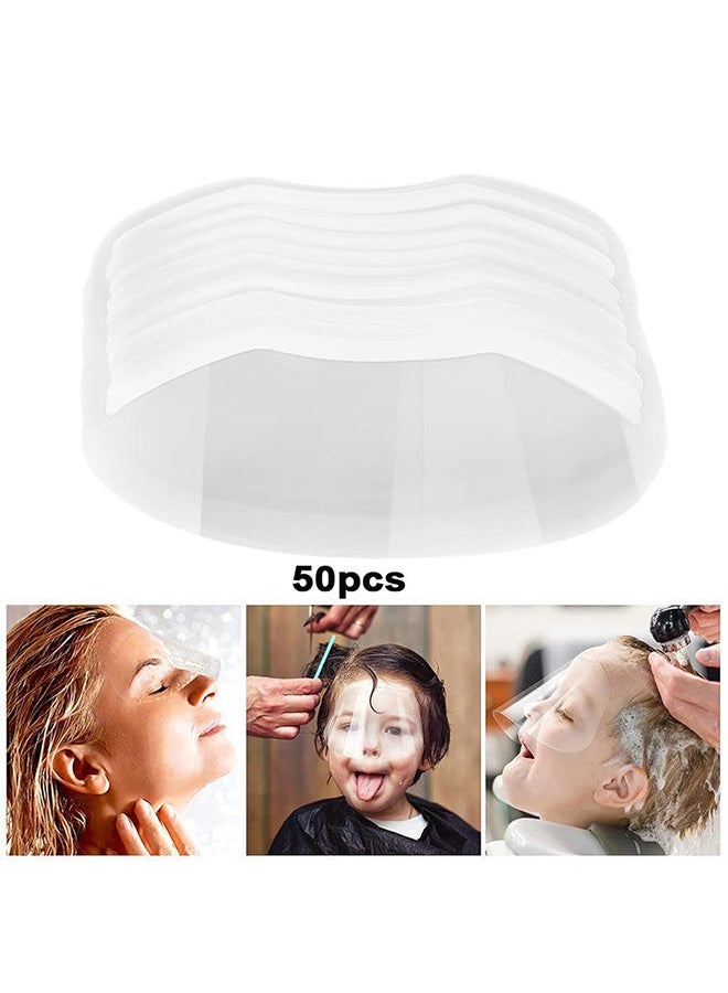 50-Piece Disposable Face Sheilds Shower Eye Shield, Transparent Plastic Hairspray Shield Face Visors, Makeup Protector Cover for Eyelash Extensions Hair Cutting - Image 1