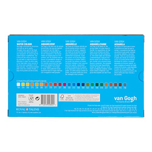 Van Gogh Watercolor Paint Set, Wood Box, 24-Half Pan + 3 Accessories - Image 5