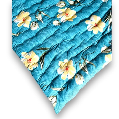 Deevine Craft Soft Cotton Quilt Foldable Mattress - Lightweight, Firm Single Gadda | 3D Design Print, 72x36 Inches (3x6 ft) | Portable for Picnic, 1 Sleeping Capacity (Blue Teal Floral Mattress) - Image 4