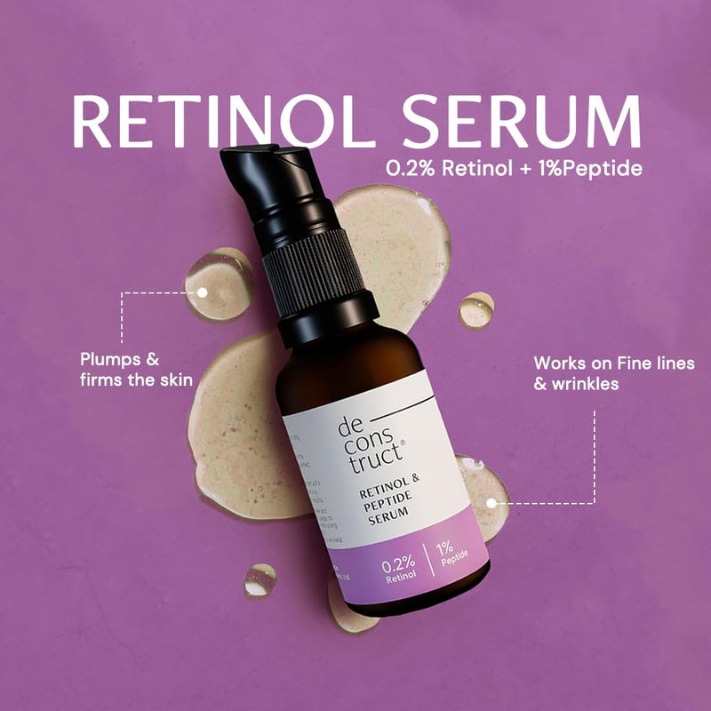 Deconstruct 10 Vitamin C 02 Retinol Face Serum Combo For AntiAging Brightening Glowing Skin Beginner Friendly For All Skin Types 30ml each Pack of 2 - Image 5