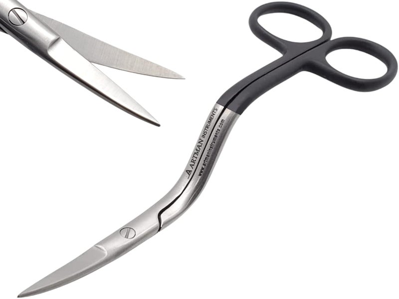 ARTMAN INSTRUMENTS Bent Handle Curved Embroidery Scissors - 6 Inch Curved Applique Scissors for Machine Embroidery, Fabric Stitches, and Crafting - Premium Stainless Steel with Precision Blades - Image 1