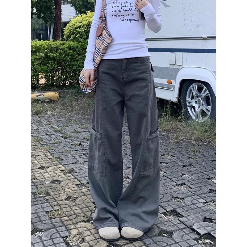 Vintage Classic European-American Design Daily Commute Jeans Grey Size_S - Image 1