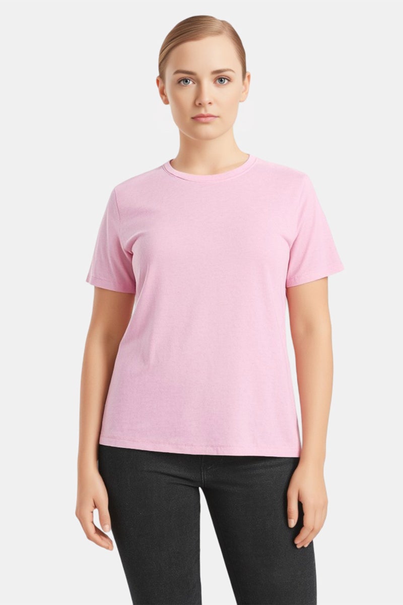 Member's Mark تي شيرت نسائي بأكمام قصيرة و ياقة دائرية، وردي - Image 1