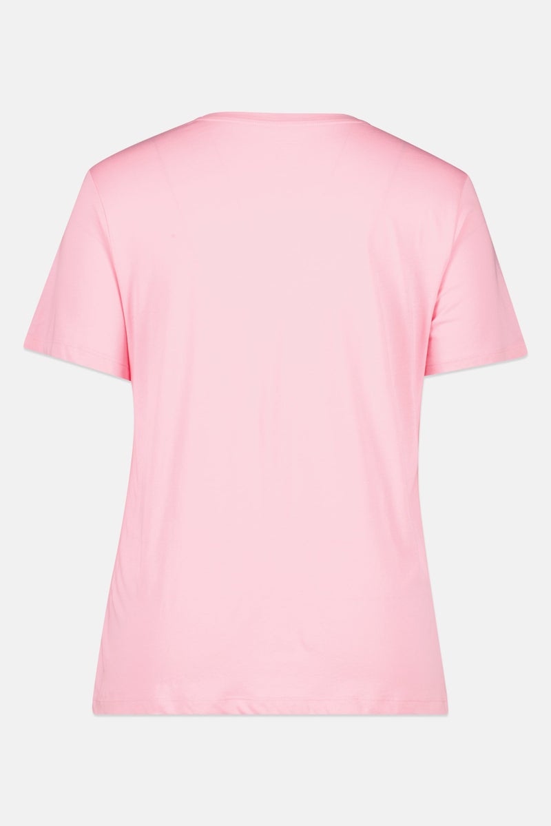 Member's Mark تي شيرت نسائي بأكمام قصيرة و ياقة دائرية، وردي - Image 3