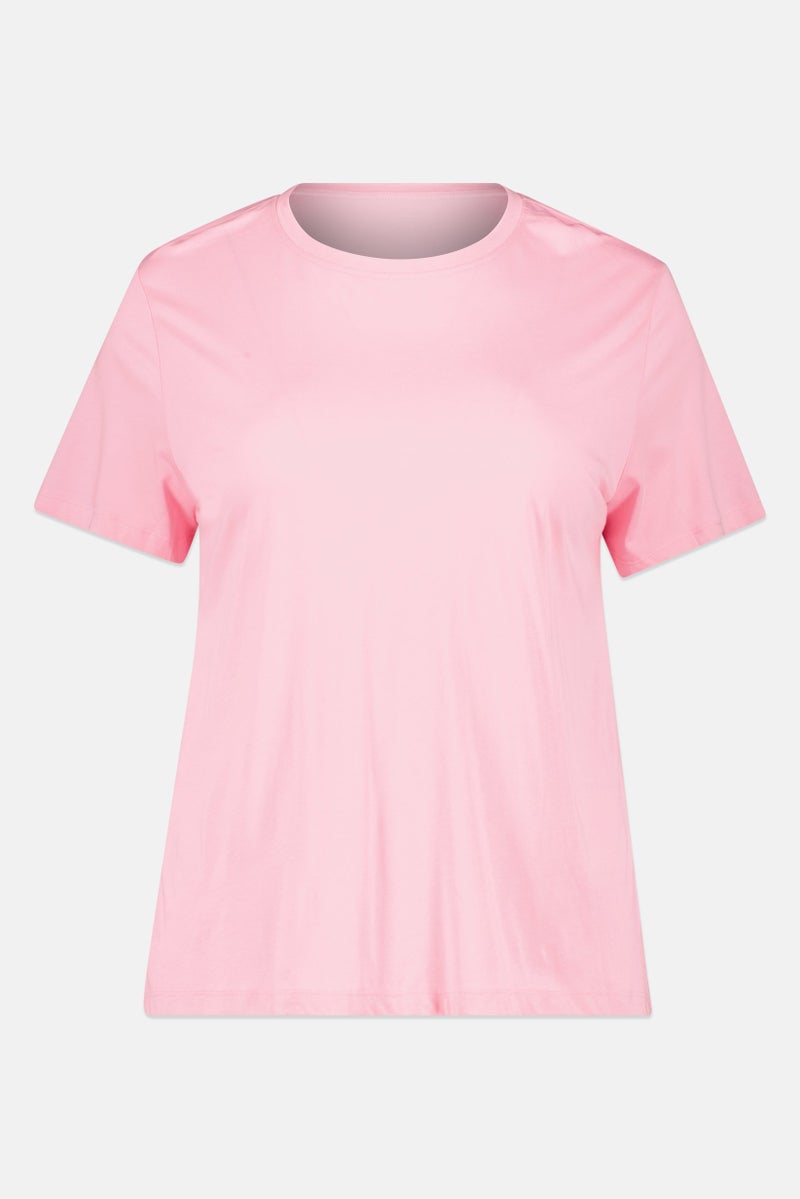 Member's Mark تي شيرت نسائي بأكمام قصيرة و ياقة دائرية، وردي - Image 2