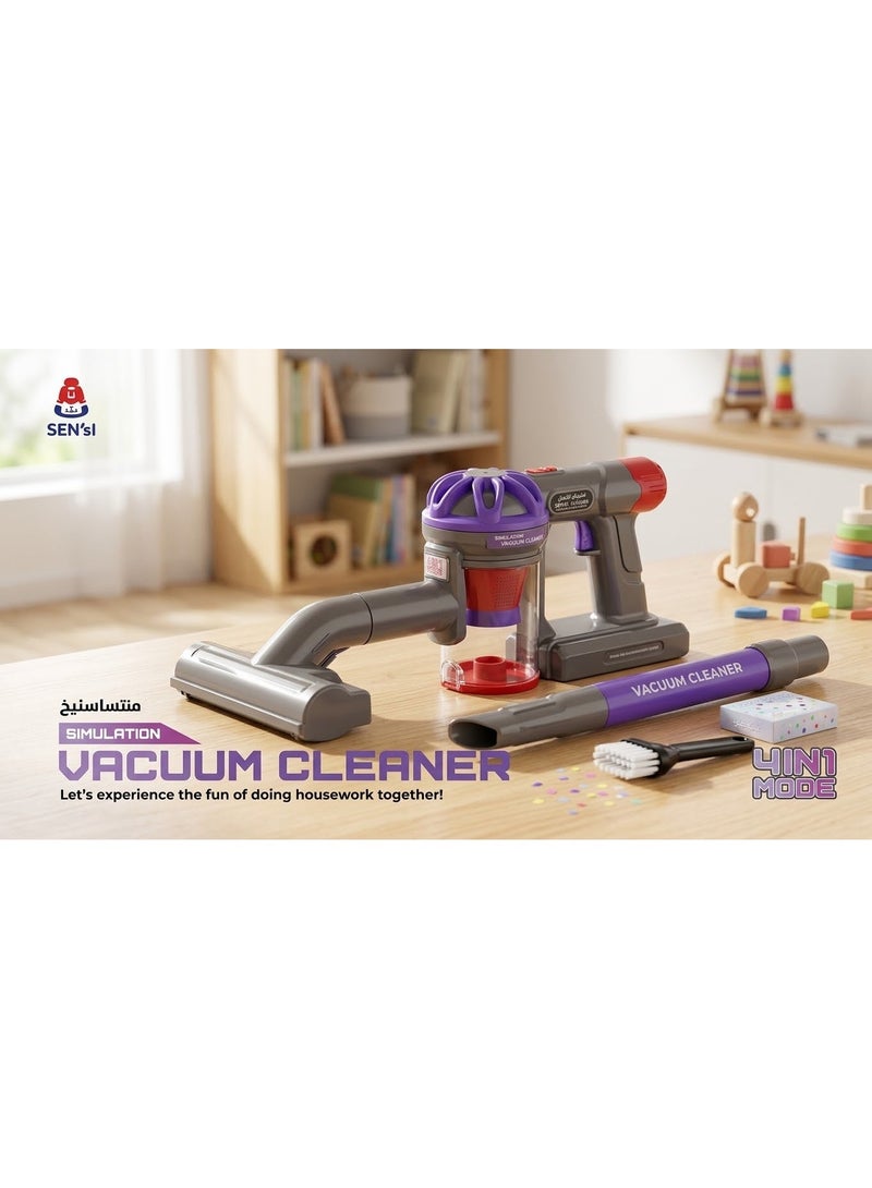 Kids Interactive Vacuum Cleaner Toy 4 in 1, Pretend Play Cleaning Set for Kids, Battery Operated Vacuum Toy with Balls and Accessories, Educational Household Role Play Toy, Mini Cleaning Tools Set for Boys and Girls - Image 2