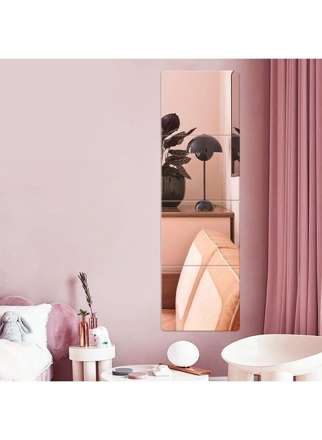 4 قطع بلاط مرآة حائط أكريليك 30 × 20 سم – انعكاس مكبّر وجذاب، ديكور عصري لغرفة النوم وصالة الألعاب الرياضية المنزلية، آمن للأطفال والحيوانات، سهل التركيب - Image 3