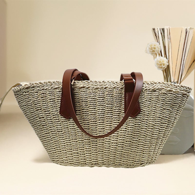 Woven Straw Shoulder Bag for Women - Image 4