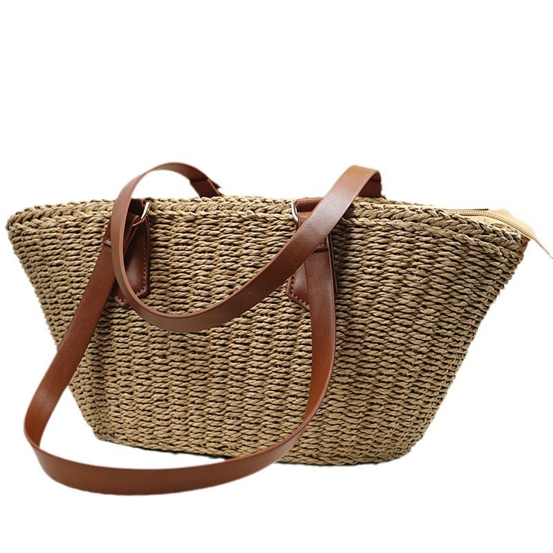 Woven Straw Shoulder Bag for Women - Image 5