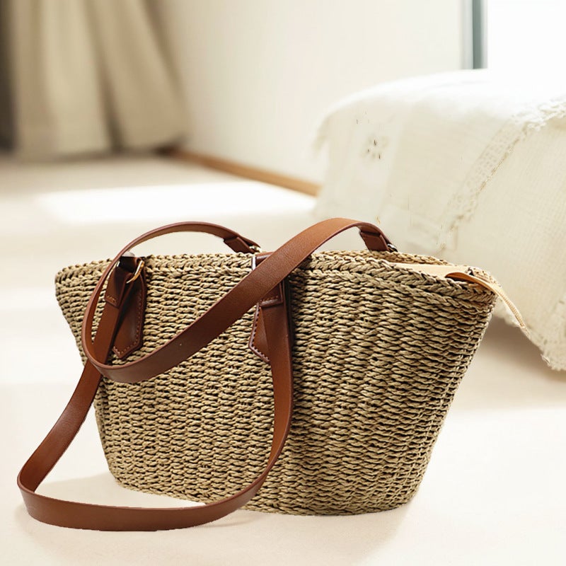 Woven Straw Shoulder Bag for Women - Image 2