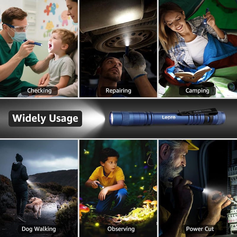 Lepro LED Pen Flashlights, Lightweight, Mini, Waterproof Pocket Flashlight with Clip, 2 Pack Small Flashlights for Inspection, Work, Emergency - Image 5