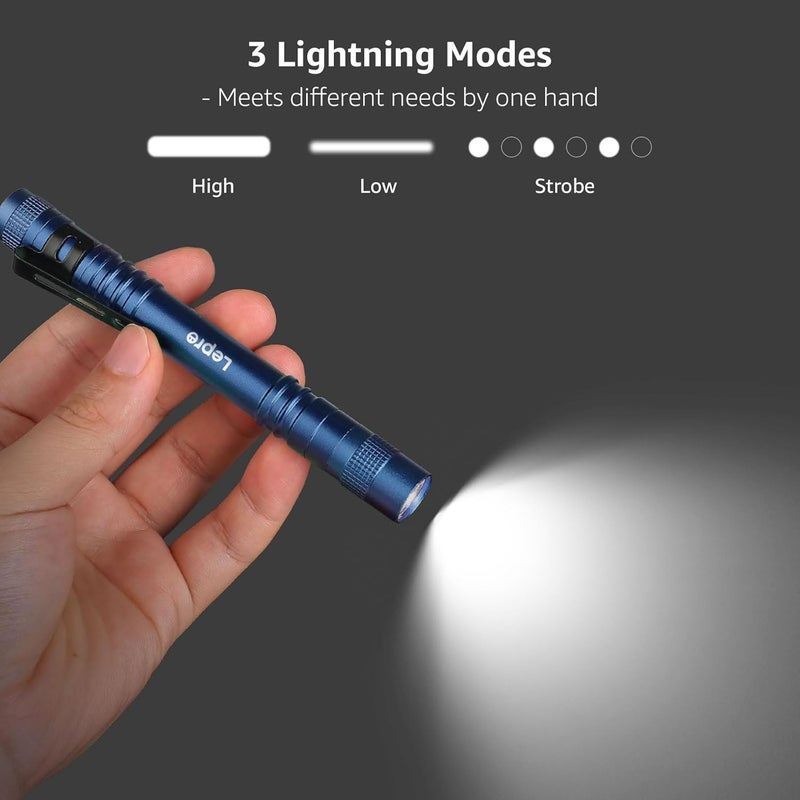 Lepro LED Pen Flashlights, Lightweight, Mini, Waterproof Pocket Flashlight with Clip, 2 Pack Small Flashlights for Inspection, Work, Emergency - Image 3