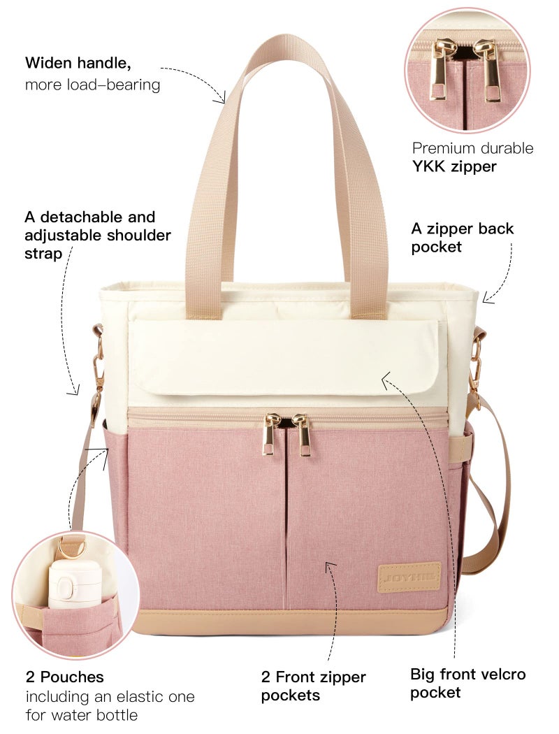 JOYHILL Lunch Bag for Women, Lunch Tote Leakproof Insulated Lunch Box with Shoulder Strap, Adult Reusable Lunch Cooler Tote Bags for Work Picnic Camping Beach (A-PINK) - Image 2