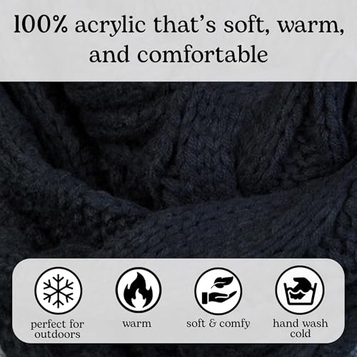 Funky Junque Slouchy Beanie & Infinity Scarf Gift Set – Oversized Chunky Knit Hat and Cozy Warm Scarves, Matching Ladies Winter Accessories Sets - Black - Image 3