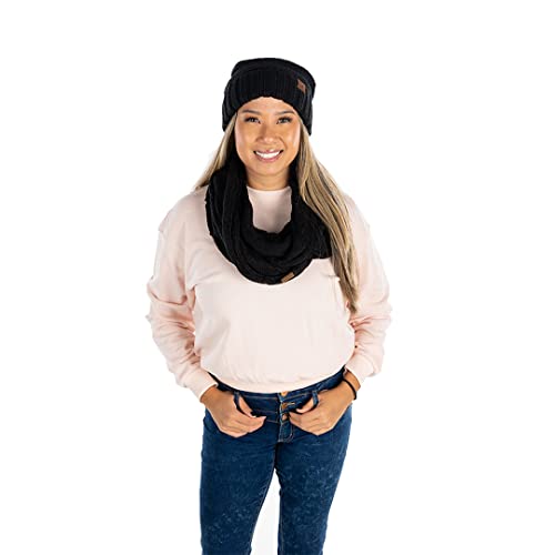 Funky Junque Slouchy Beanie & Infinity Scarf Gift Set – Oversized Chunky Knit Hat and Cozy Warm Scarves, Matching Ladies Winter Accessories Sets - Black - Image 5
