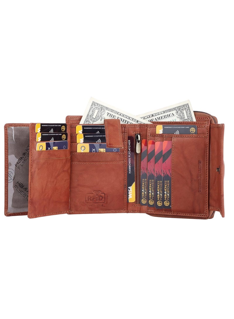 HAMMONDS FLYCATCHER Wallet for Women -  Leather Ladies Wallet - Antique Tan - 14 Card Slots - RFID Protection - 3 ID Card Slots - Women's Wallet - Button Closure - Daily Use, Money Purse | 9W9K  - Image 3