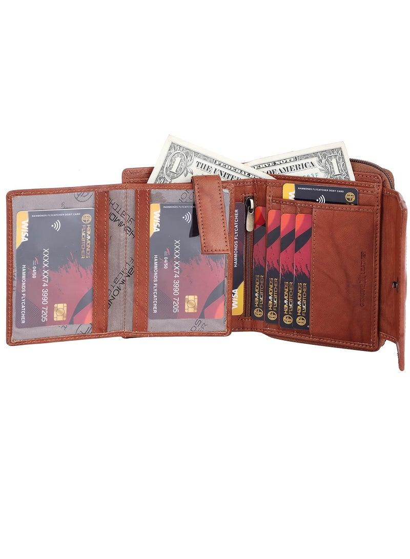 HAMMONDS FLYCATCHER Wallet for Women -  Leather Ladies Wallet - Antique Tan - 14 Card Slots - RFID Protection - 3 ID Card Slots - Women's Wallet - Button Closure - Daily Use, Money Purse | 9W9K  - Image 4