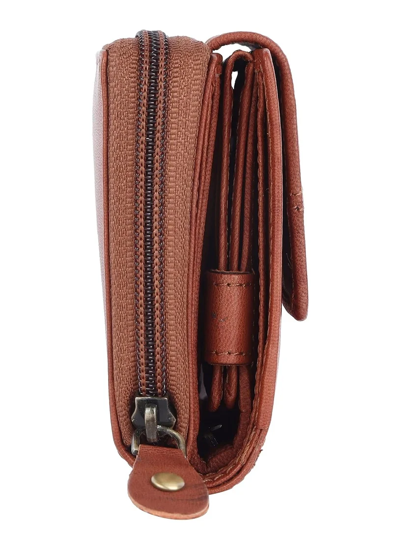 HAMMONDS FLYCATCHER Wallet for Women -  Leather Ladies Wallet - Antique Tan - 14 Card Slots - RFID Protection - 3 ID Card Slots - Women's Wallet - Button Closure - Daily Use, Money Purse | 9W9K