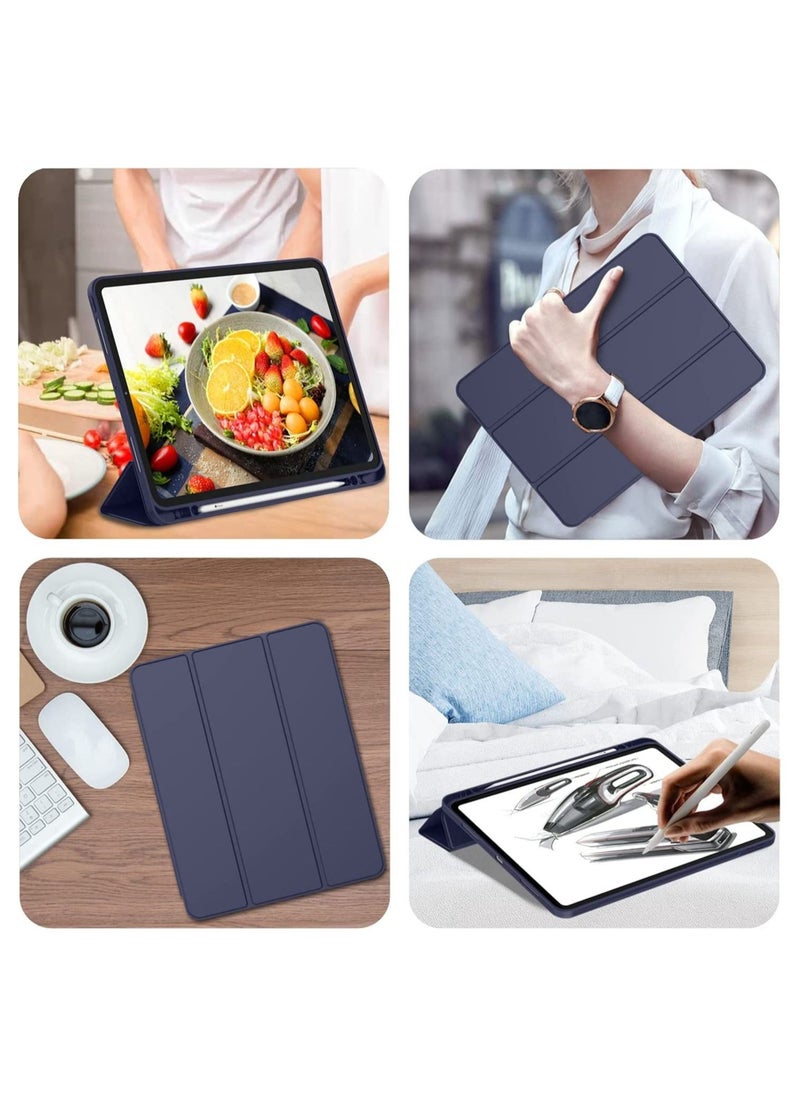 Generic - iPad Pro 12.9 Case 2022(6th Gen)/2021(5th Gen) with Pencil Holder [Support iPad 2nd Pencil Charging/Pair],Trifold Stand Smart Case with Soft TPU Back,Auto Wake/Sleep(Dark Blue) - Image 1