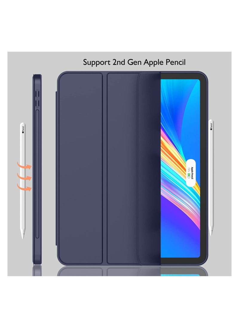 Generic - iPad Pro 12.9 Case 2022(6th Gen)/2021(5th Gen) with Pencil Holder [Support iPad 2nd Pencil Charging/Pair],Trifold Stand Smart Case with Soft TPU Back,Auto Wake/Sleep(Dark Blue) - Image 1