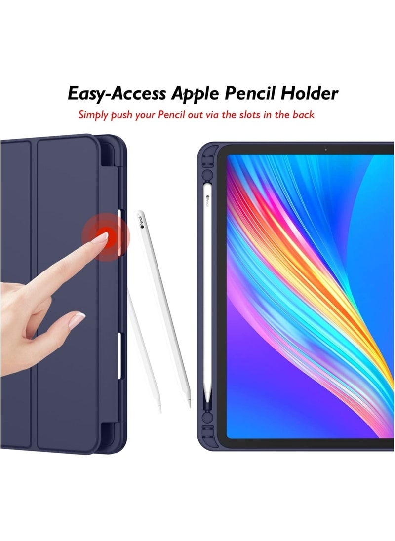 Generic - iPad Pro 12.9 Case 2022(6th Gen)/2021(5th Gen) with Pencil Holder [Support iPad 2nd Pencil Charging/Pair],Trifold Stand Smart Case with Soft TPU Back,Auto Wake/Sleep(Dark Blue) - Image 1
