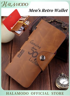Generic Men's Vintage Wallet Leather Long Purse Credit Card Holder Large Capacity Wallet Slim Clutch Bag Multi Functional Wallet Business Purse with Buckle  - Image 1