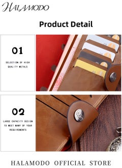 Generic Men's Vintage Wallet Leather Long Purse Credit Card Holder Large Capacity Wallet Slim Clutch Bag Multi Functional Wallet Business Purse with Buckle  - Image 5