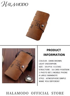 Generic Men's Vintage Wallet Leather Long Purse Credit Card Holder Large Capacity Wallet Slim Clutch Bag Multi Functional Wallet Business Purse with Buckle  - Image 2