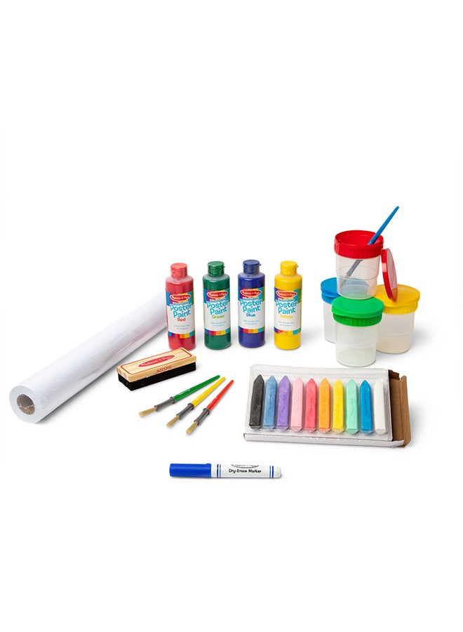 Melissa & Doug Deluxe Standing Art Easel - Dry-Erase Board, Chalkboard, Paper Roller  - Image 2