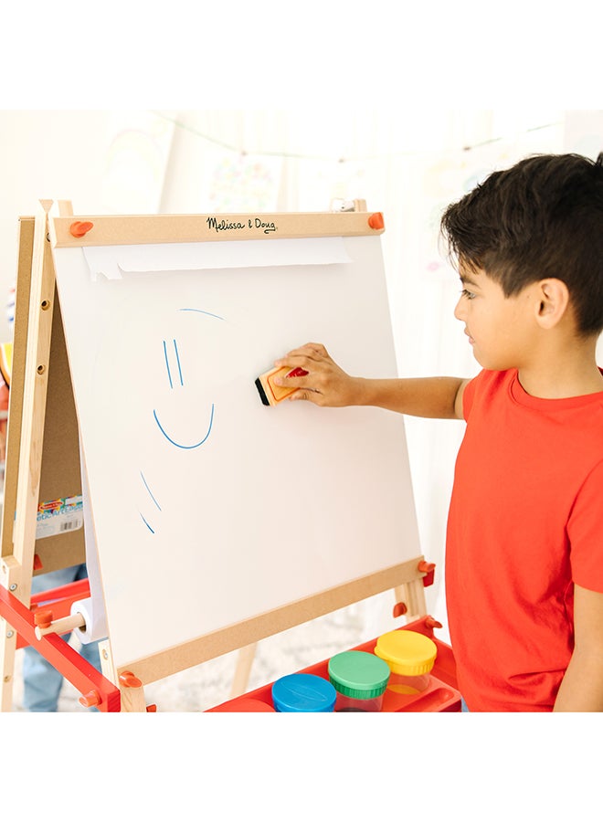 Melissa & Doug Deluxe Standing Art Easel - Dry-Erase Board, Chalkboard, Paper Roller  - Image 5