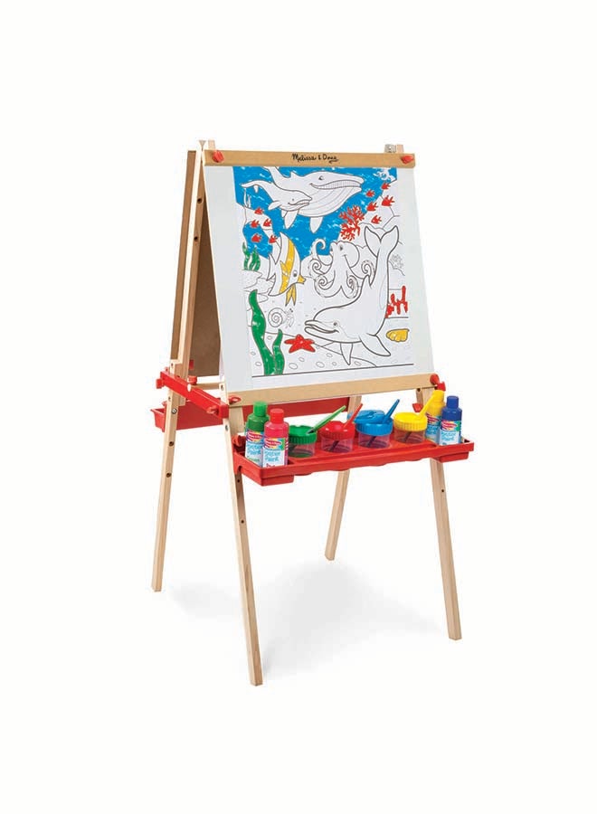 Melissa & Doug Deluxe Standing Art Easel - Dry-Erase Board, Chalkboard, Paper Roller  - Image 3