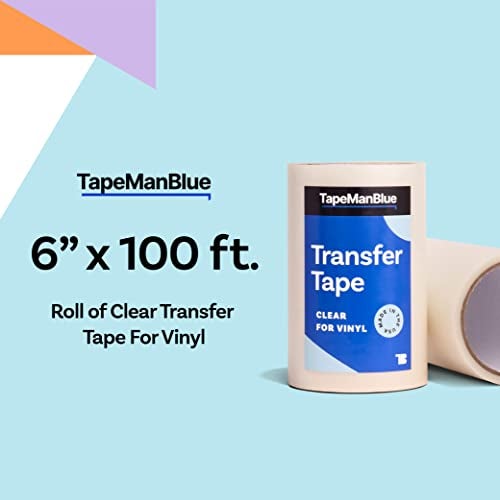 TapeManBlue Clear Transfer Tape for Vinyl - 6 inch Roll, Made in USA, Vinyl Transfer Tape with Medium to High Tack Adhesive for Crafts, Decals & Stickers (6 inch x 100 feet) - Image 2