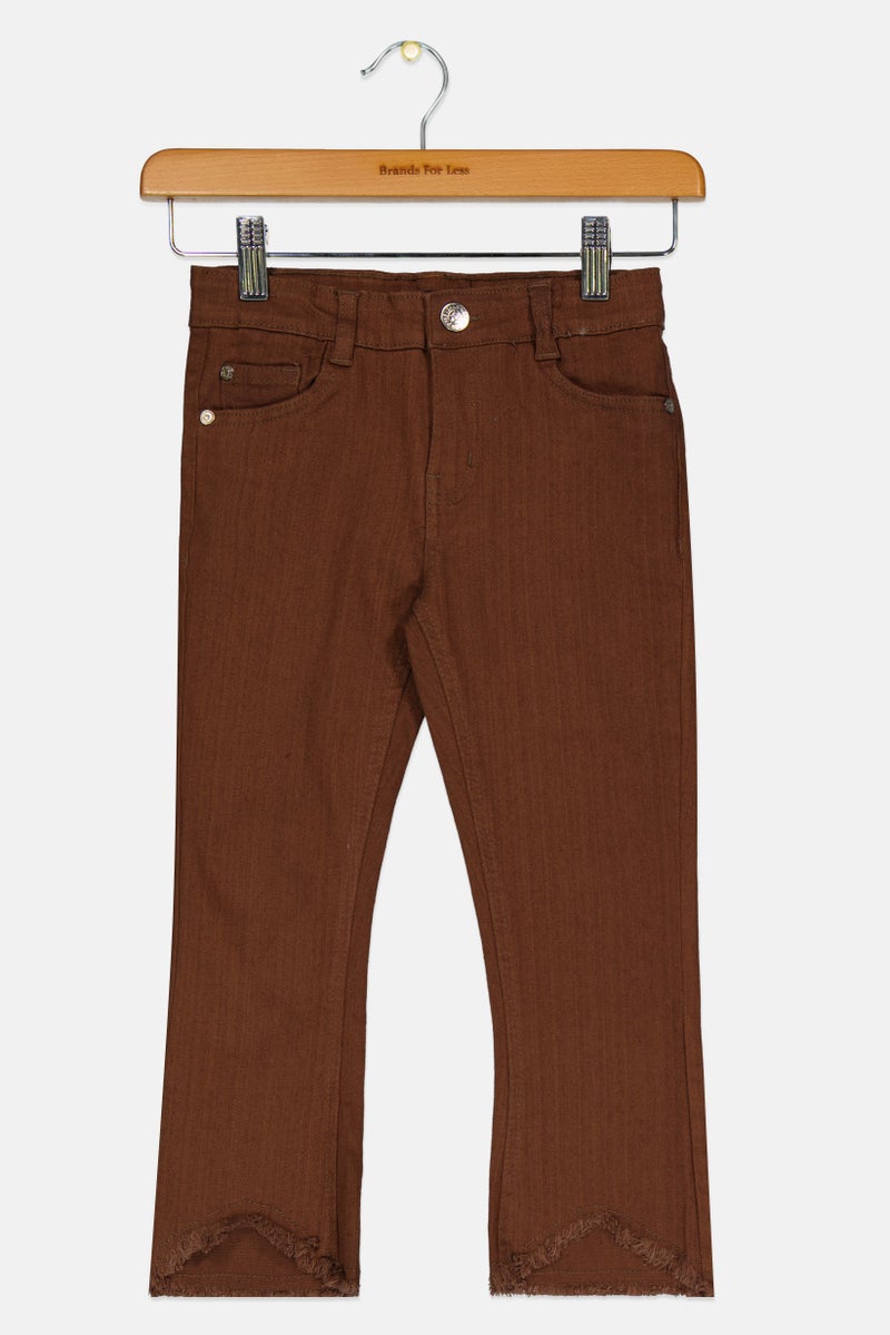 Overkids Kids Girl Distressed Jeans, Brown - Image 1