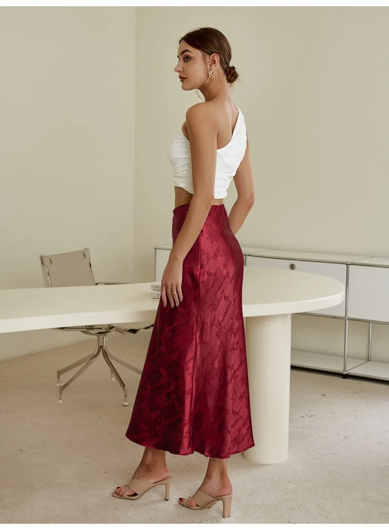 SIMPLEE Women's casual high waisted A-line skirt slim fit long skirt