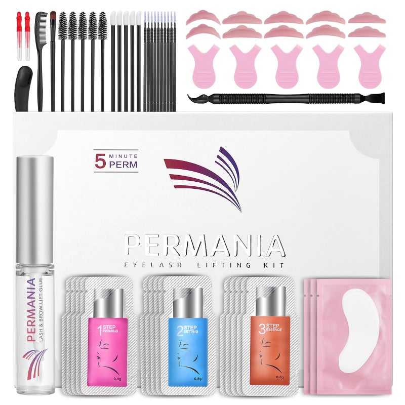 PERMANIA Lash Lift Kit, Lash Perm Kit, Fast Eyelash Lifting 5 Minutes DIY at Home with Strong Glue Disposable Sachet Lash Lifting Kit Last 6 Weeks (15pcsï¼‰ - Image 1