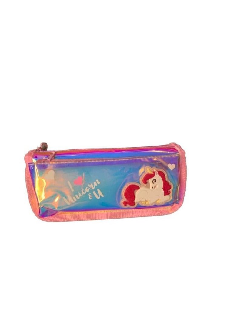 Generic Pencil Stationary Case Compass Box Multipurpose Travel Pouch case Kids/Women/Girls for School/College/Office/Home/Organizer Design and (Unicorn) (Pink)  - Image 1