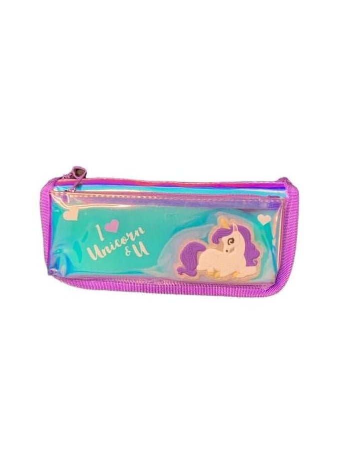 Generic Pencil Stationary Case Compass Box Multipurpose Travel Pouch case Kids/Women/Girls for School/College/Office/Home/Organizer Design and (Unicorn) (Pink)  - Image 2