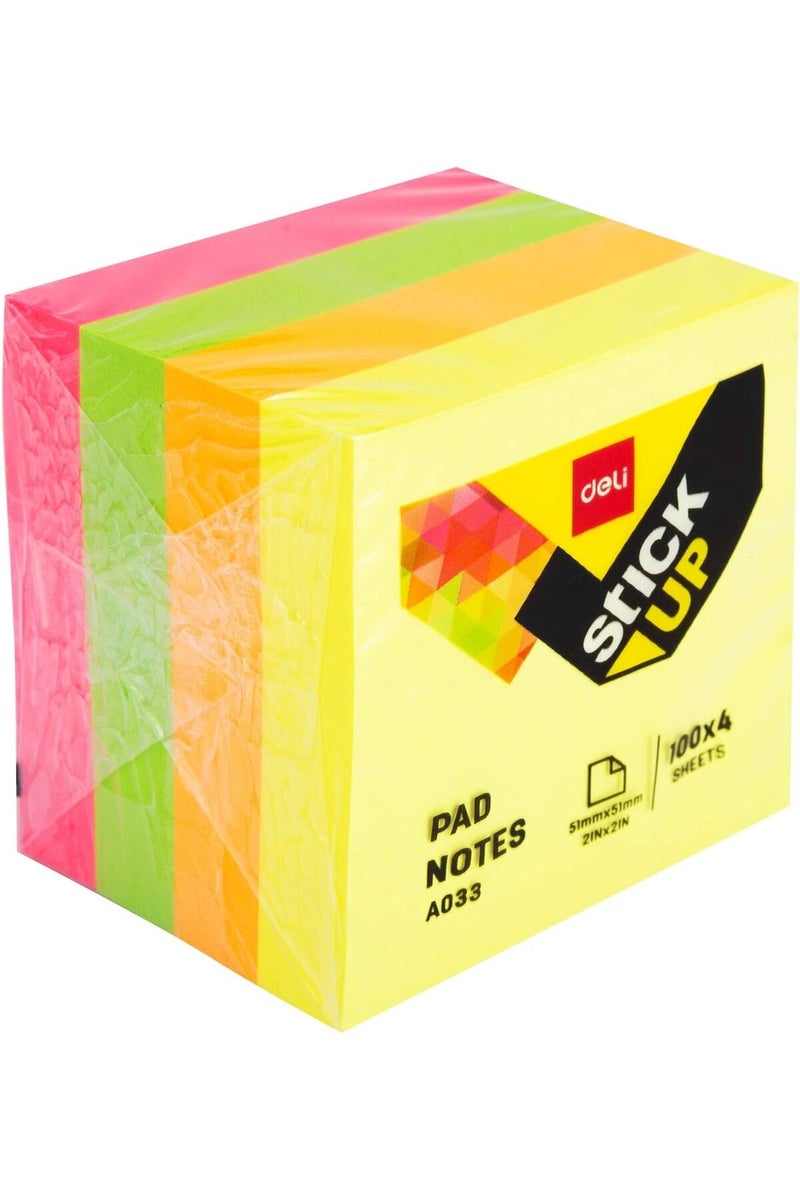Deli ملاحظات لاصقة قابلة لإعادة التمركز EA03303 نيون (مربعة، 5.1 × 3 × 5.1 سم، 6 دفاتر) - Image 2
